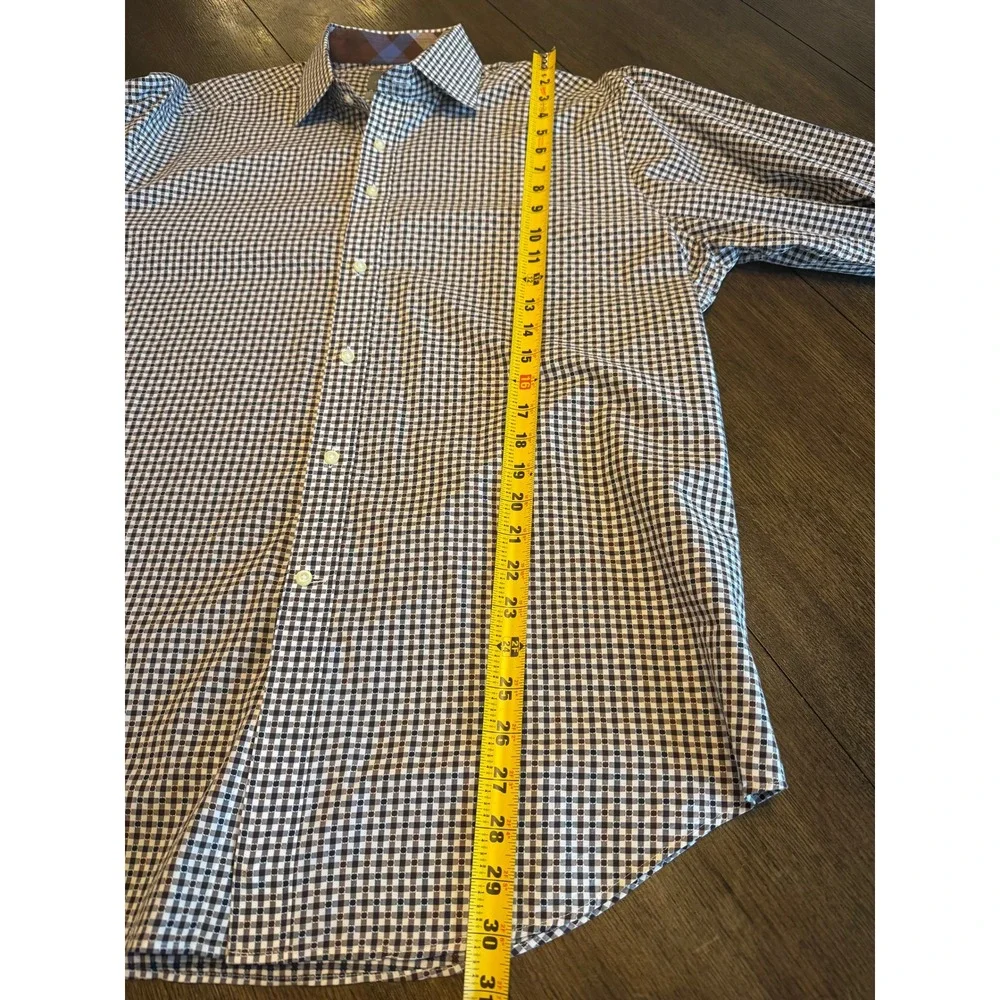 Thomas‎ Dean Men's Gingham Button Down Shirt Long Sleeve Cas Dress Blue Brown L